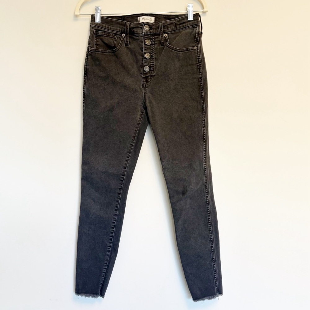 Madewell Faded Black Button Fly Raw Hem Skinny Jeans - size 28 or 6
